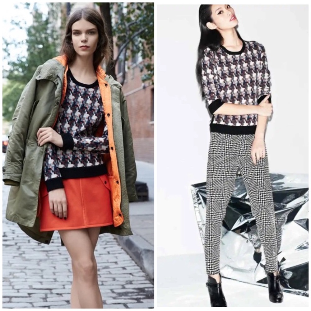 Rag and Bone 100% Wool Mariah Houndstooth Print Sweater Size Small